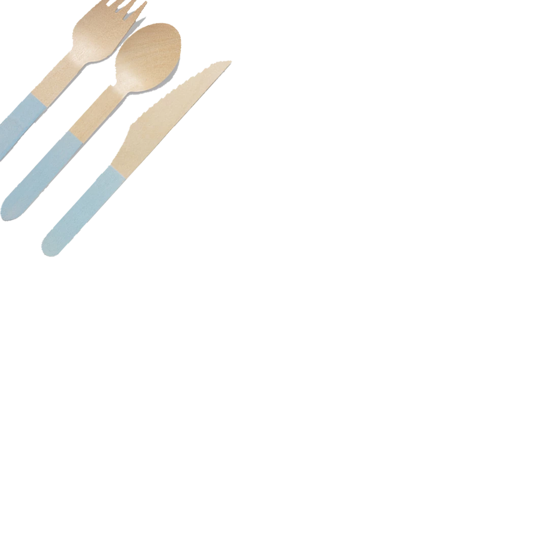 Coterie Tabletop Pale Blue Wooden Cutlery Set (30 Per Pack) 5 Coterie Tabletop Pale Blue Wooden Cutlery Set (30 Per Pack)