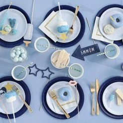 Coterie Tabletop Pale Blue Brushstroke Cocktail Napkins (25 Per Pack)