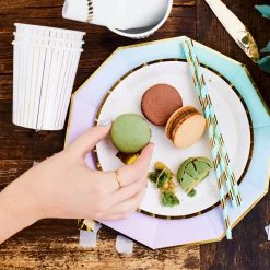 Coterie Tabletop Mint And Gold Paper Straws (25 Per Pack)