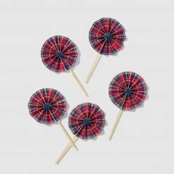 Decorations Draper James X Coterie Plaid Pinwheel Fan Toppers (10 Per Pack)