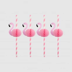 Coterie Tabletop Flamingo Honeycomb Straws (10 Per Pack)