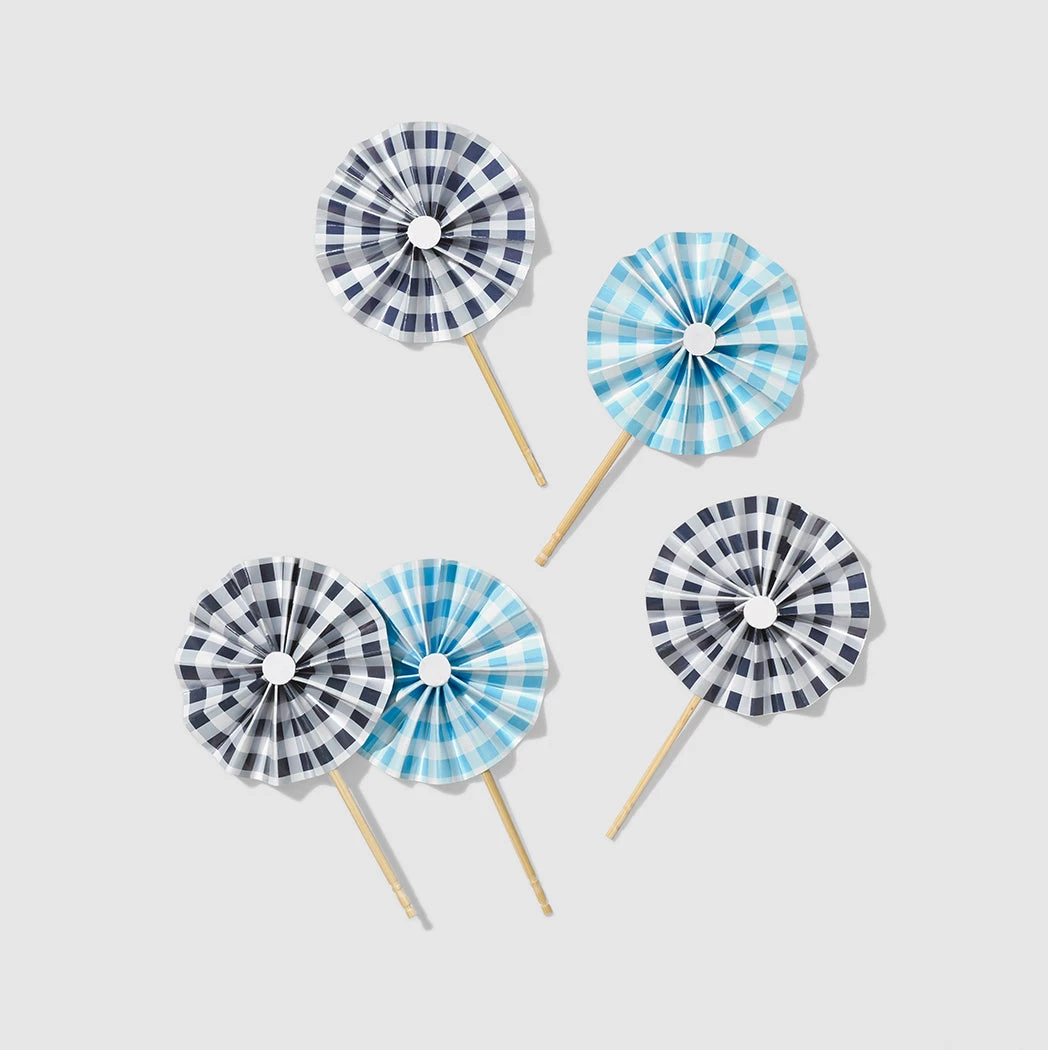 Draper James X Coterie Gingham Pinwheel Fan Toppers (10 Per Pack) 3 Draper James X Coterie Gingham Pinwheel Fan Toppers (10 Per Pack)