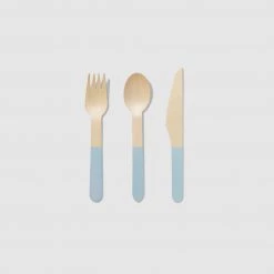 Coterie Tabletop Pale Blue Wooden Cutlery Set (30 Per Pack)