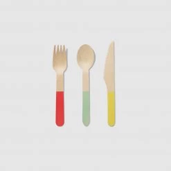 Coterie Tricolore Wooden Cutlery Set (30 Per Pack) Tabletop