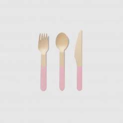 Coterie Best Sellers Pale Pink Wooden Cutlery Set (30 Per Pack)