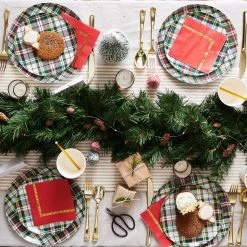 Coterie Tabletop Festive Plaid Small PLates (10 Per Pack)