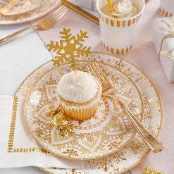 Coterie Golden Snowflake Small Plates (10 Per Pack) Tabletop